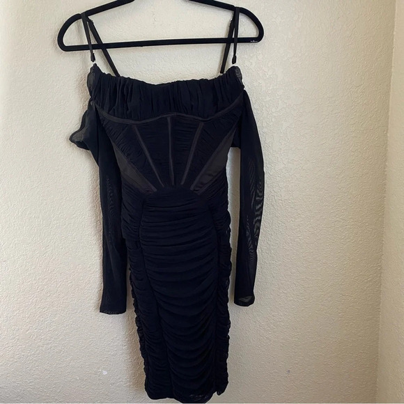 House of CB Freyja black gathered‎ corset dress size XS - Picture 3 of 15